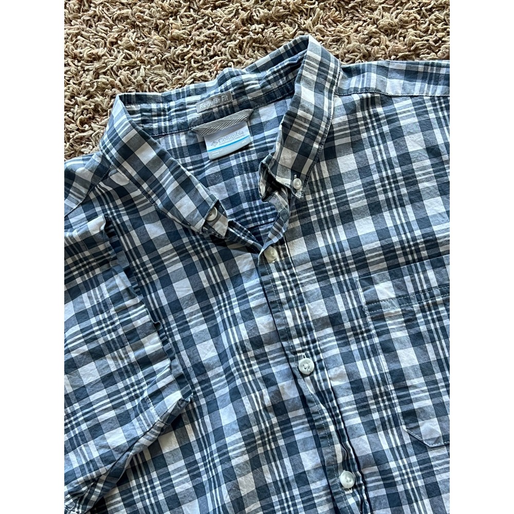 Columbia Mens Plaid Button Down Short Sleeve Shirt Casual